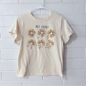 “Not Sorry” Flower T Shirt Women’s Large Crop Daisy Sunflower Feminist Vibe N’
